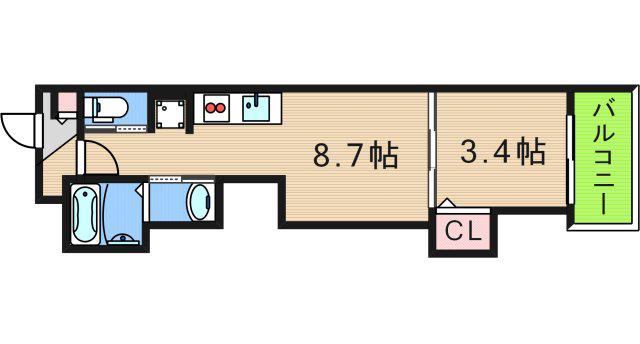 BUZZ北加賀屋(1LDK/4階)の間取り写真