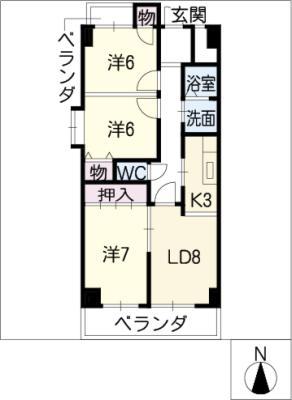メゾン桜山(3LDK/5階)の間取り写真
