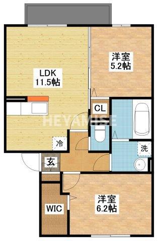 メゾン・ラ・パトリアH(2LDK/2階)の間取り写真