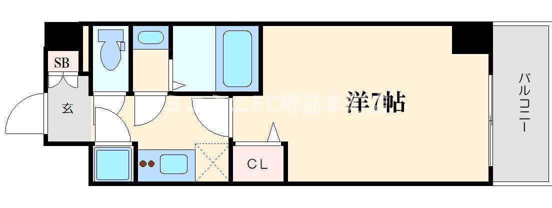 ファーストフィオーレ谷町六丁目フェリシア(1K/2階)の間取り写真