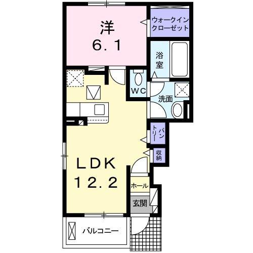 アムール日根野(1LDK/1階)の間取り写真