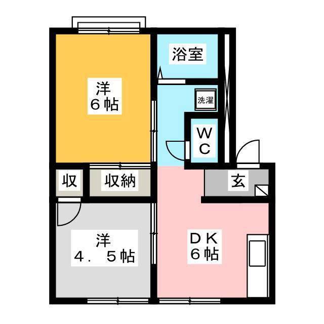 ホワイトオークI(2DK/1階)の間取り写真