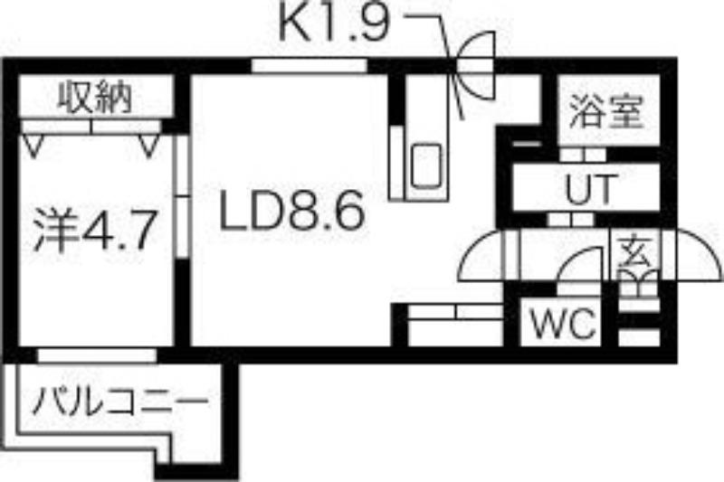 グラマシー(1LDK/3階)の間取り写真