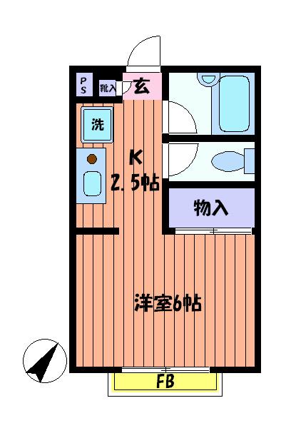 ローズヴィラ国立A(1K/1階)の間取り写真