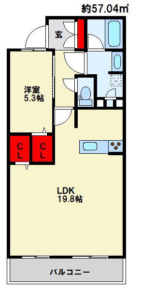 グランドパレスプラウド到津(1LDK/11階)の間取り写真