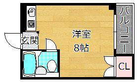 マンション渚(ワンルーム/2階)の間取り写真