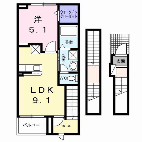 メゾン サブーリュ(1LDK/3階)の間取り写真