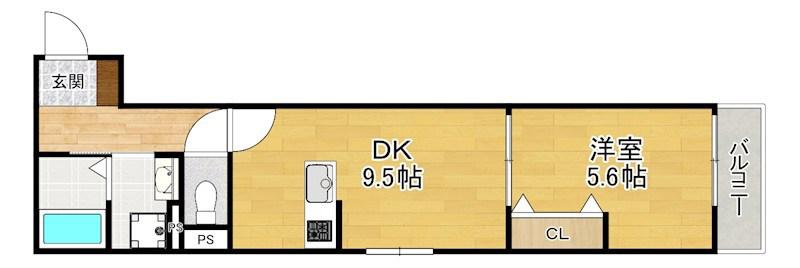 ウイング牧野駅前(1LDK/1階)の間取り写真
