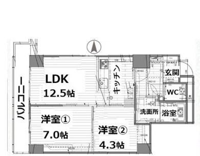 シティコート目黒4棟(2LDK/6階)の間取り写真