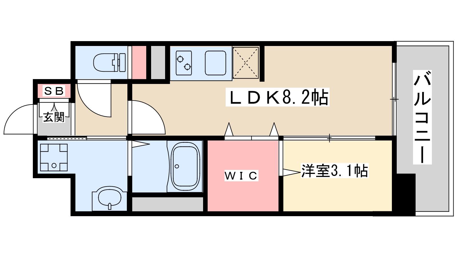 WORVE吹田江坂(1LDK/9階)の間取り写真