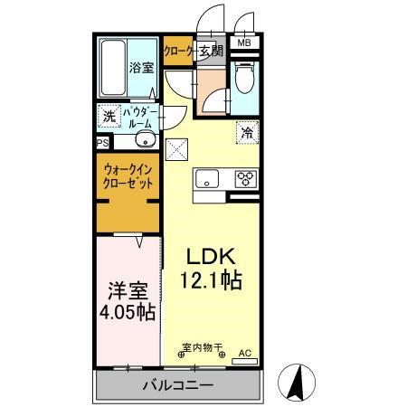 D-ROOM倉賀野町(1LDK/2階)の間取り写真