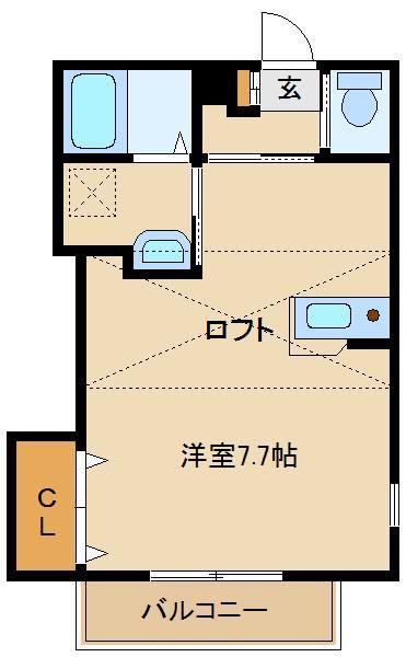 SKフラッツ(1K/2階)の間取り写真