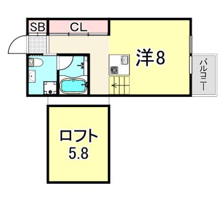 C4 KOSHIEN イースト(ワンルーム/4階)の間取り写真