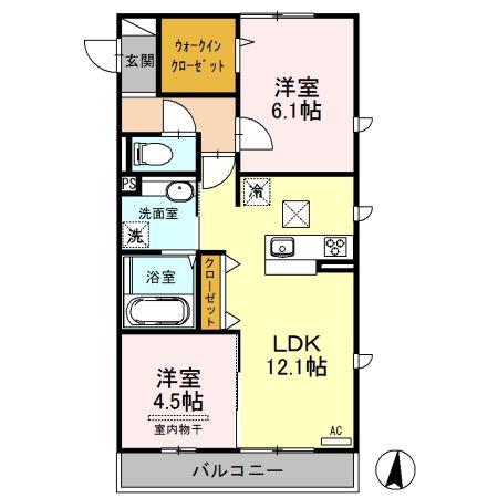 プレジオII(2LDK/1階)の間取り写真