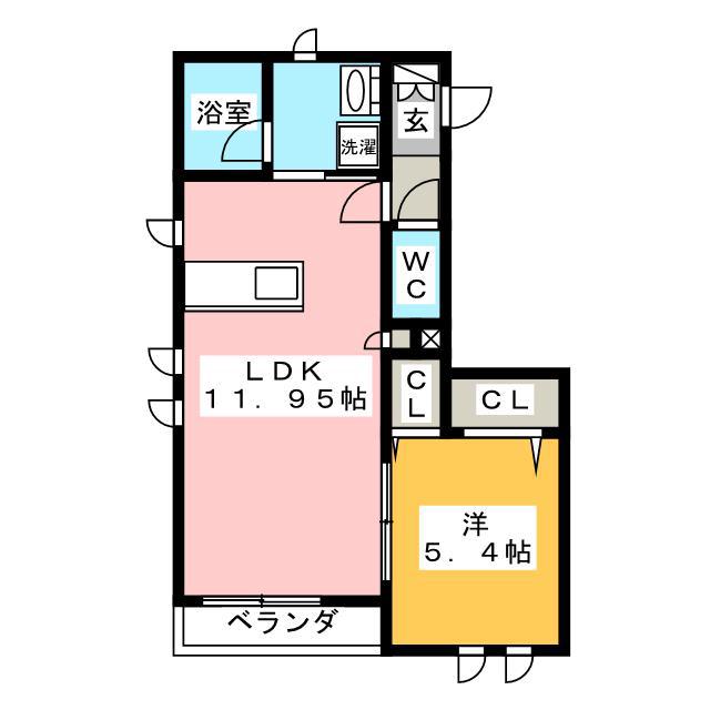 ミリアパレス(1LDK/2階)の間取り写真