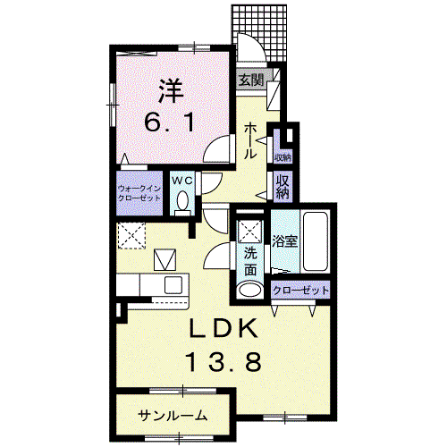 アベニール(1LDK/1階)の間取り写真