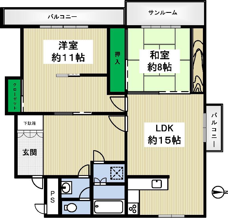 レジデンス川島(2LDK/2階)の間取り写真