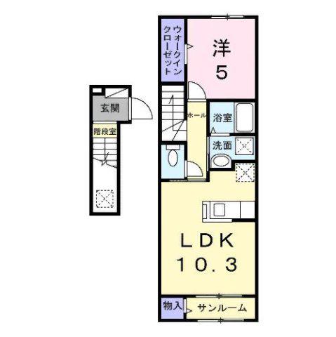 エネルジコ(1LDK/2階)の間取り写真