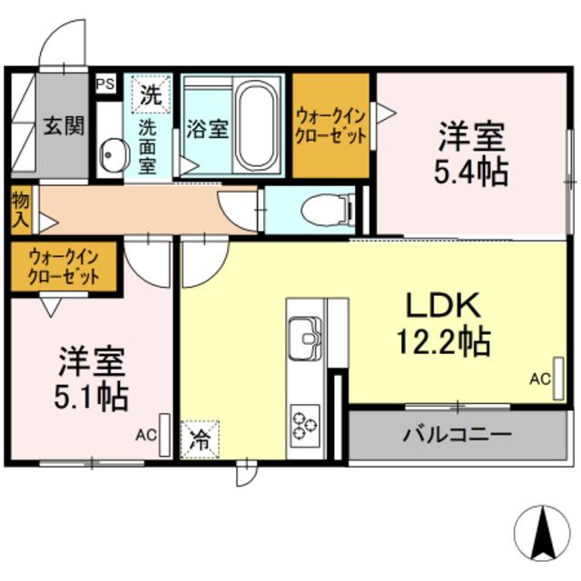 エルクラージュ(2LDK/2階)の間取り写真