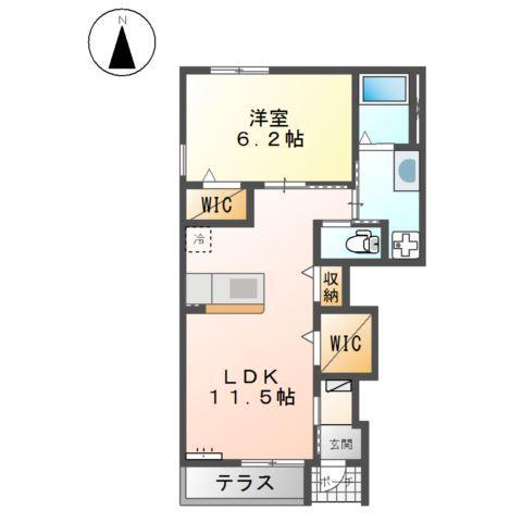 ボルーナII(1LDK/1階)の間取り写真