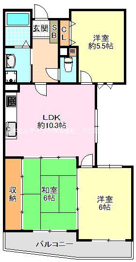 ライオンズマンション千代田柳風台(3LDK/1階)の間取り写真