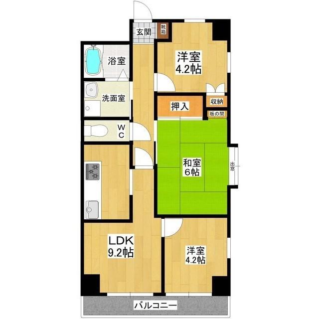 ロイヤルコート(3LDK/6階)の間取り写真