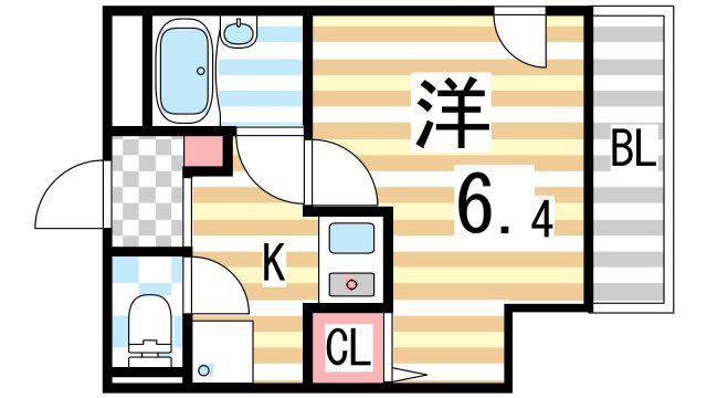 ドリームネオポリス北鴻池(1K/1階)の間取り写真