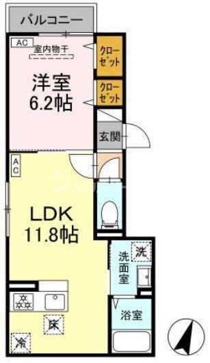 メゾン・ド・クレマ(1LDK/2階)の間取り写真
