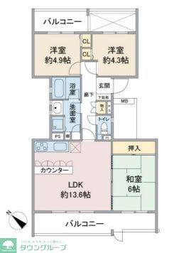 ハイツ東戸塚 II B棟(3LDK/1階)の間取り写真