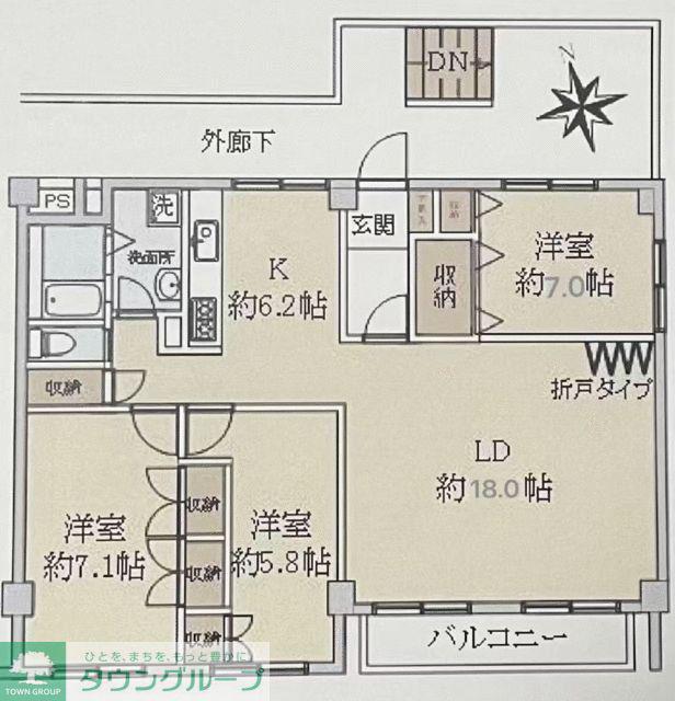 検見川ラインハイム(3LDK/4階)の間取り写真