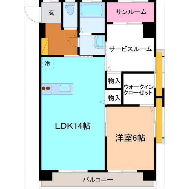 米光ビル(1SLDK/6階)の間取り写真