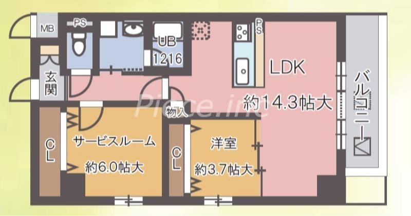 コージー千島(2LDK/5階)の間取り写真