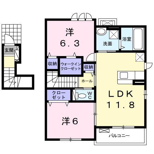 ブルー エトワール K(2LDK/2階)の間取り写真