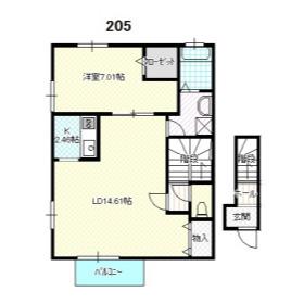 棒屋第五下池ハイツ(1LDK/2階)の間取り写真