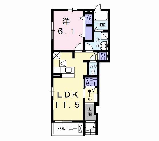 LEXELLA10 A(1LDK/1階)の間取り写真