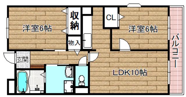 オーベルジュ(2LDK/2階)の間取り写真