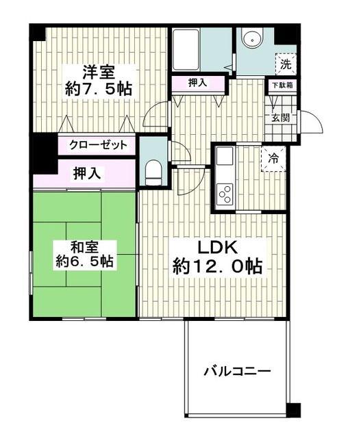 プロシード藤沢鵠沼(2LDK/5階)の間取り写真