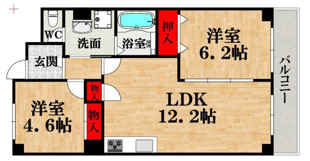 パティオ北加賀屋(2LDK/3階)の間取り写真