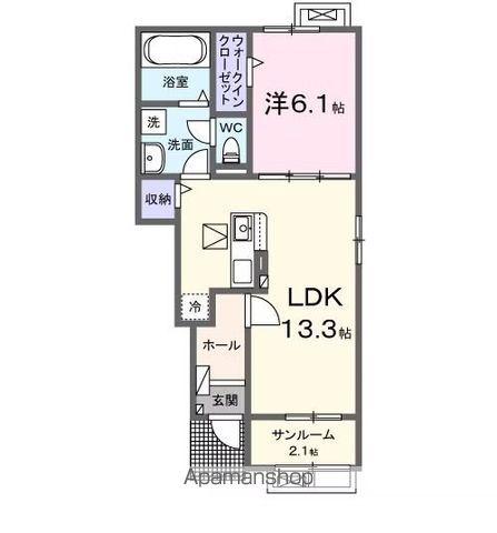 天テラスII(1LDK/1階)の間取り写真