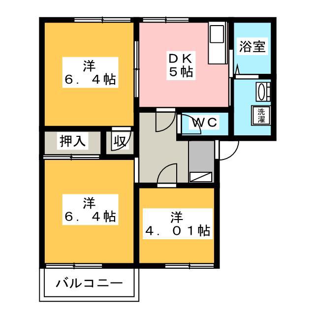 タウニィ宮沖 B(3K/1階)の間取り写真