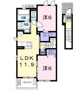 アンジュ ベル I(2LDK/2階)の間取り写真