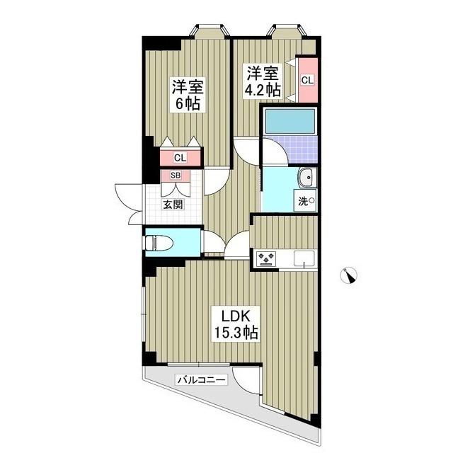 アルティス野川(2LDK/1階)の間取り写真