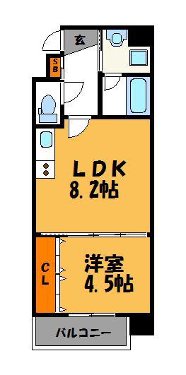 サンマルク・ケゴ(1LDK/2階)の間取り写真