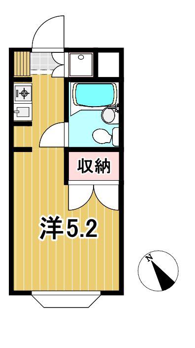 モンパレス日立第二B(1K/1階)の間取り写真