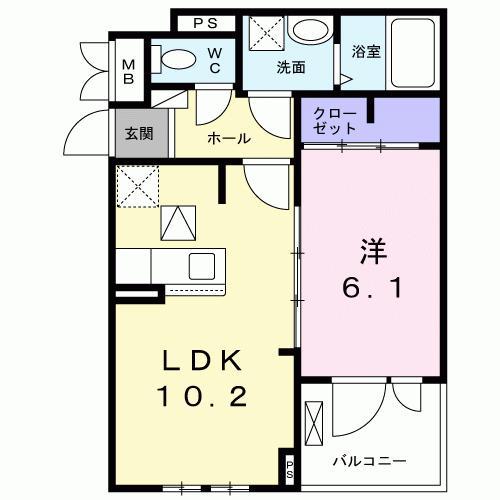 レジデンス KIZU(1LDK/1階)の間取り写真