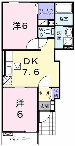 セゾン フラワー(2DK/1階)の間取り写真