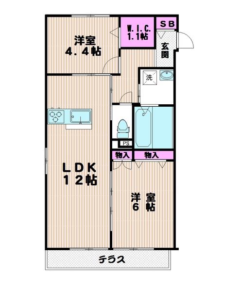 STELLA COURT(2LDK/1階)の間取り写真