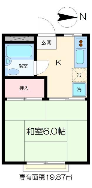 一條コーポ(1K/2階)の間取り写真
