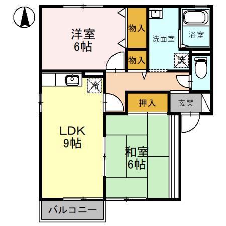 メゾンHIRO(2DK/1階)の間取り写真