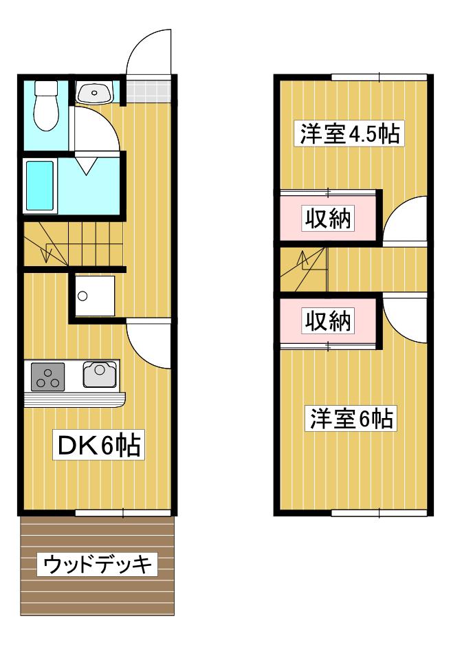 本城メゾネット(2DK/1階)の間取り写真